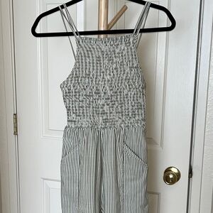 American Eagle Cotton Striped Sleeveless Jumpsuit